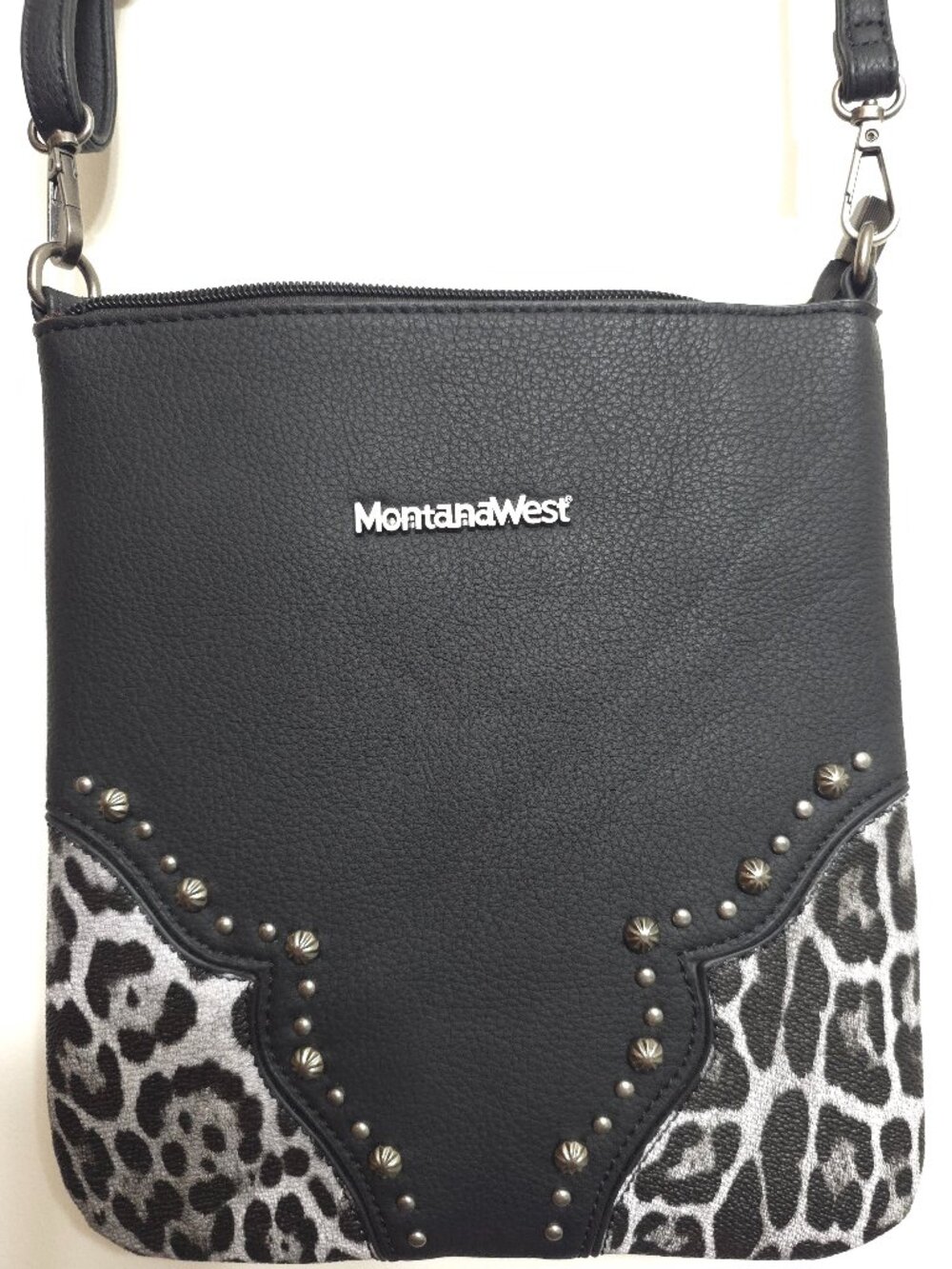 Montana West Western Leopard Print Studded Crossbody Bag